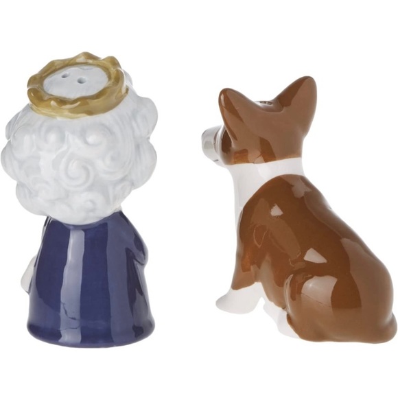 HRH Queen Elizabeth II and Corgi Figures Salt and Pepper Shaker Set RIP - Picture 2 of 4